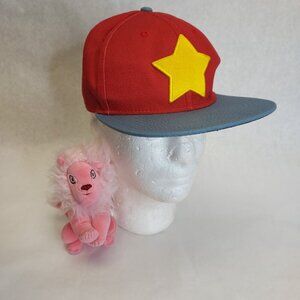 Steven Universe Lion Stuffie Cap Hat Red Snapback Flat Blue Bill Cartoon Network